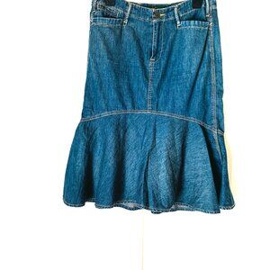Ralph Lauren Blue Denim Flared Hem Skirt